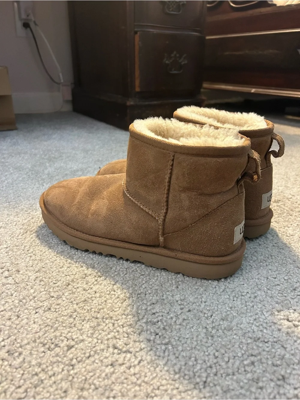 UGG Mini Booties in Chestnut Suede